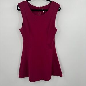 Free‎ People Mini Dress Womens Large Magenta Skater Ponte Stretch Short Flirty